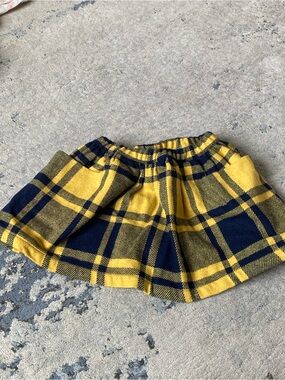 Bonton Yellow and Navy Plaid Girls Skirt Sz 12